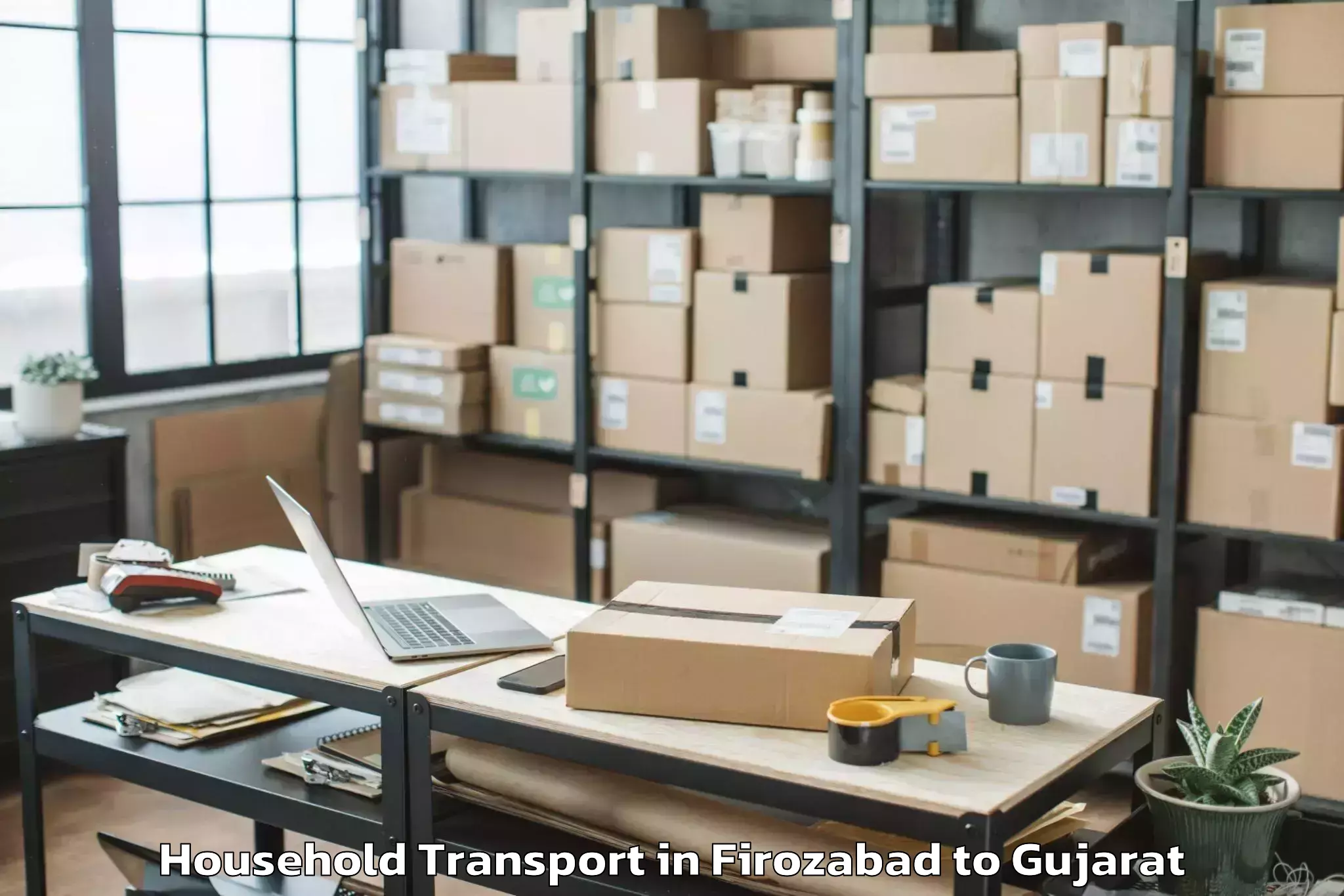 Professional Firozabad to Thasra Household Transport